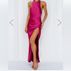 Magenta Satin Dress